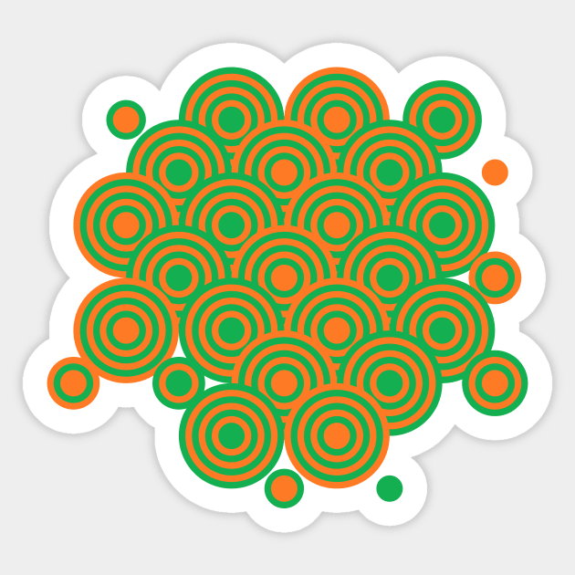 op art pattern retro circles in green and orange Sticker by VrijFormaat